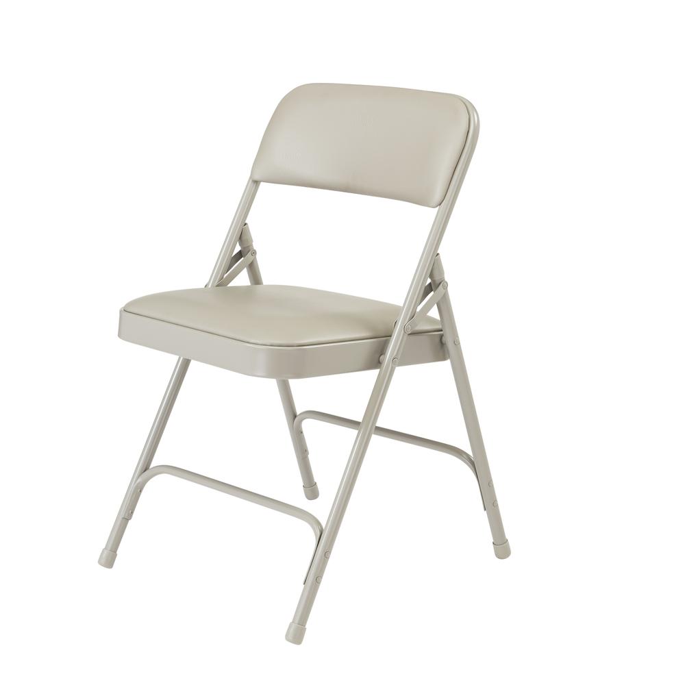 NPS® 1200 Series Premium Vinyl Upholstered Double Hinge Folding Chair, Warm Grey (Pack of 4). Picture 2