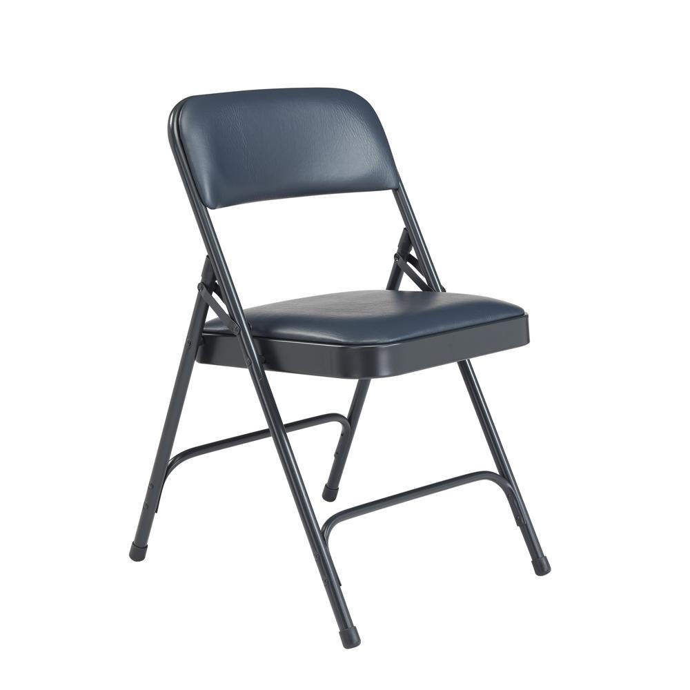 NPS® 1200 Series Premium Vinyl Upholstered Double Hinge Folding Chair, Dark Midnight Blue (Pack of 4). Picture 1