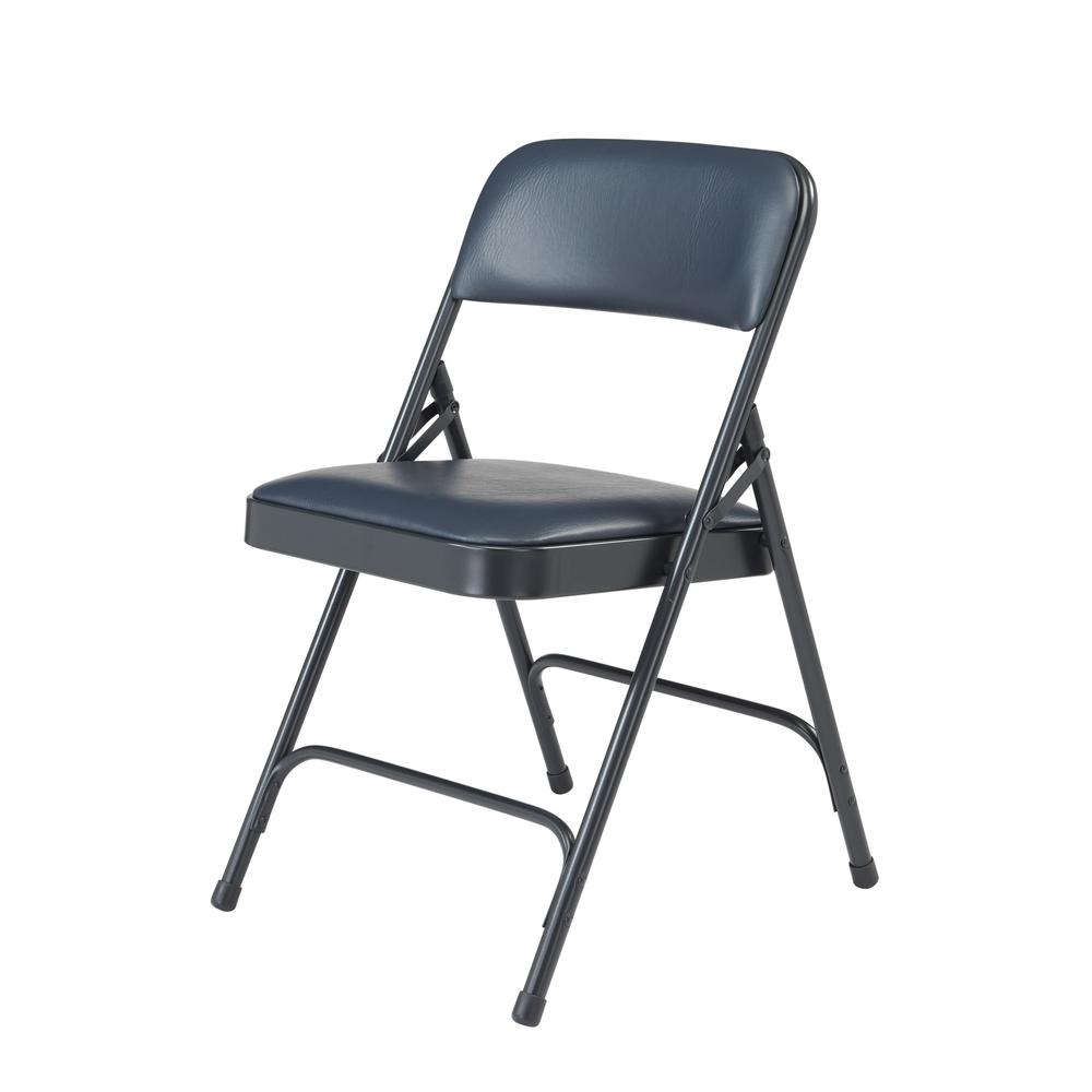 NPS® 1200 Series Premium Vinyl Upholstered Double Hinge Folding Chair, Dark Midnight Blue (Pack of 4). Picture 2