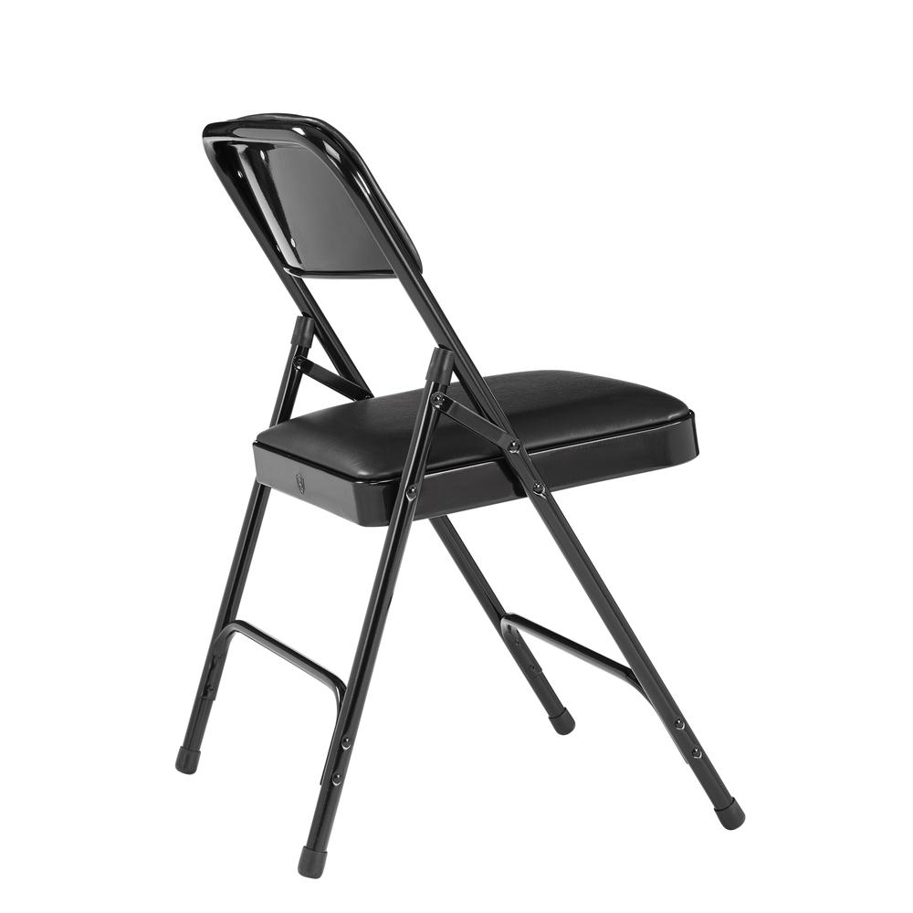 NPS® 1200 Series Premium Vinyl Upholstered Double Hinge Folding Chair, Caviar Black (Pack of 4). Picture 3