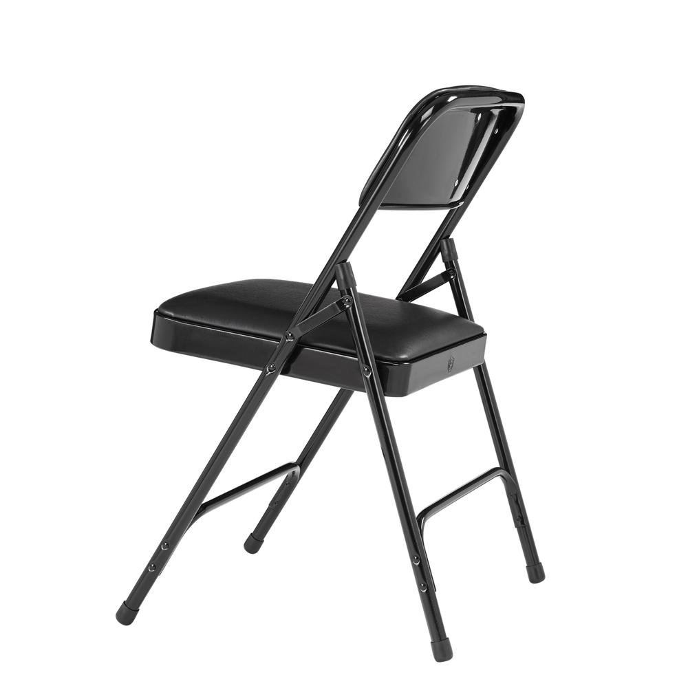 NPS® 1200 Series Premium Vinyl Upholstered Double Hinge Folding Chair, Caviar Black (Pack of 4). Picture 4