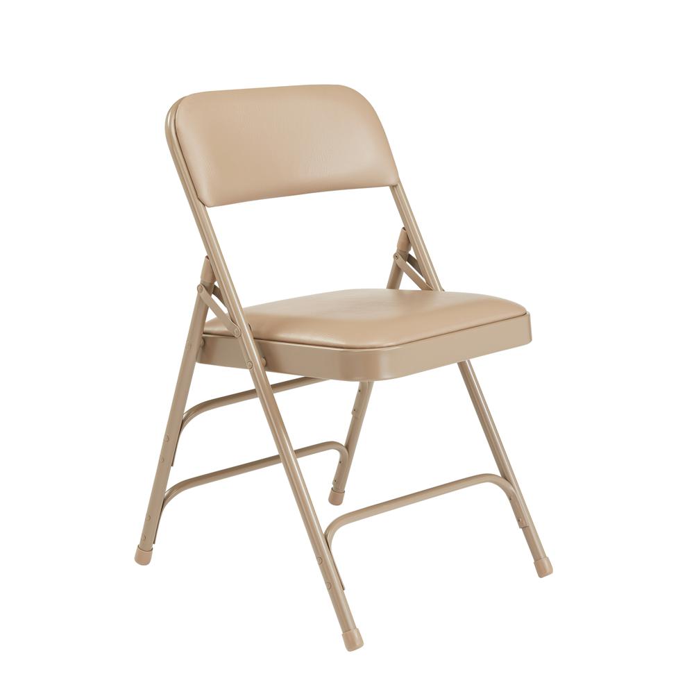 NPS® 1300 Series Premium Vinyl Upholstered Triple Brace Double Hinge Folding Chair, French Beige (Pack of 4). Picture 1