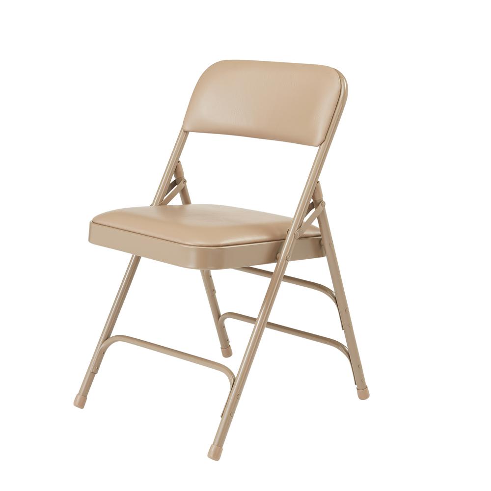 NPS® 1300 Series Premium Vinyl Upholstered Triple Brace Double Hinge Folding Chair, French Beige (Pack of 4). Picture 2
