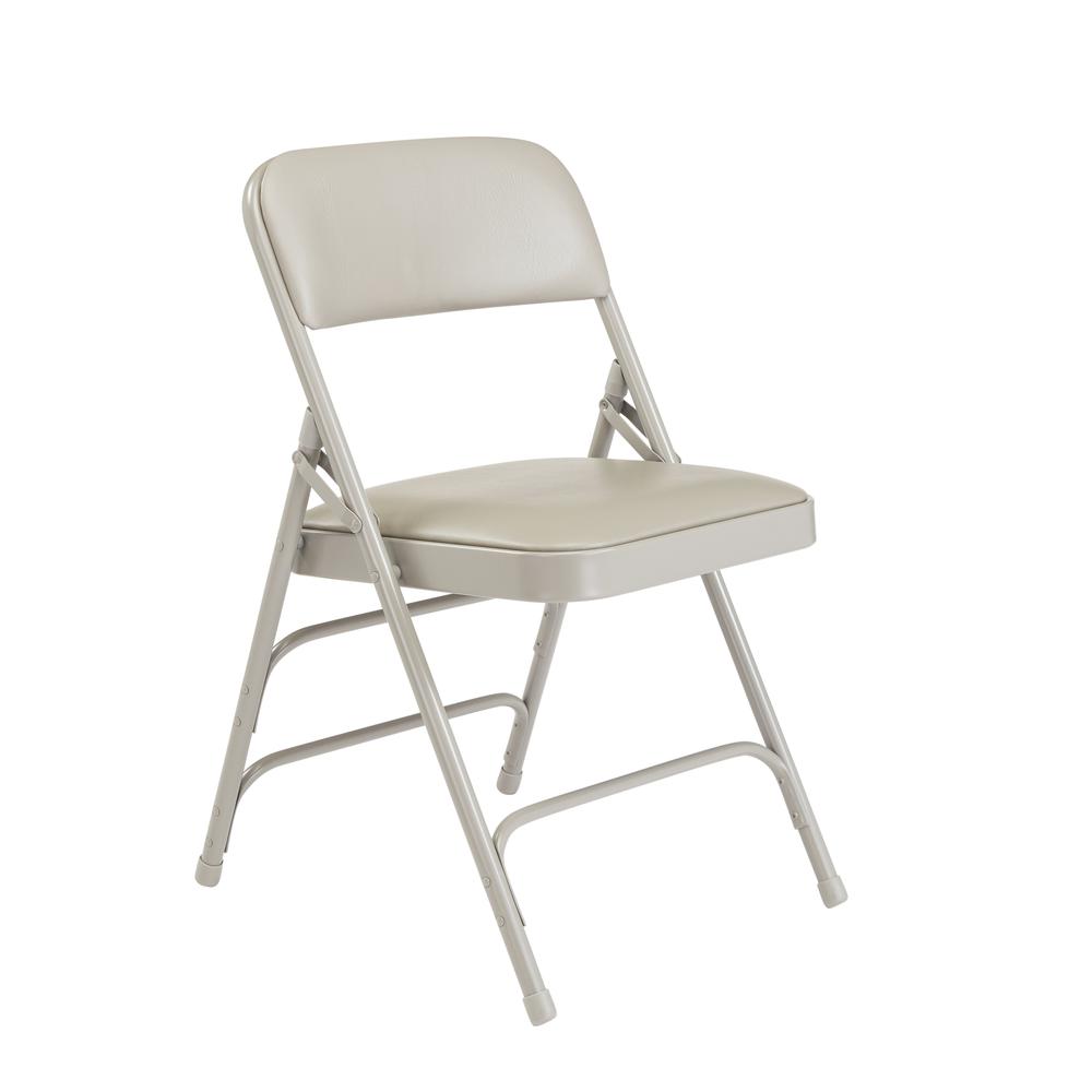 NPS® 1300 Series Premium Vinyl Upholstered Triple Brace Double Hinge Folding Chair, Warm Grey (Pack of 4). Picture 1