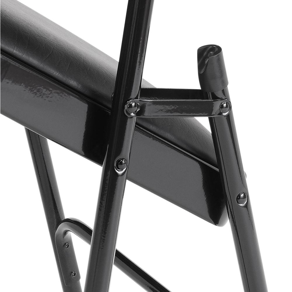 NPS® 1300 Series Premium Vinyl Upholstered Triple Brace Double Hinge Folding Chair, Black (Pack of 4). Picture 5