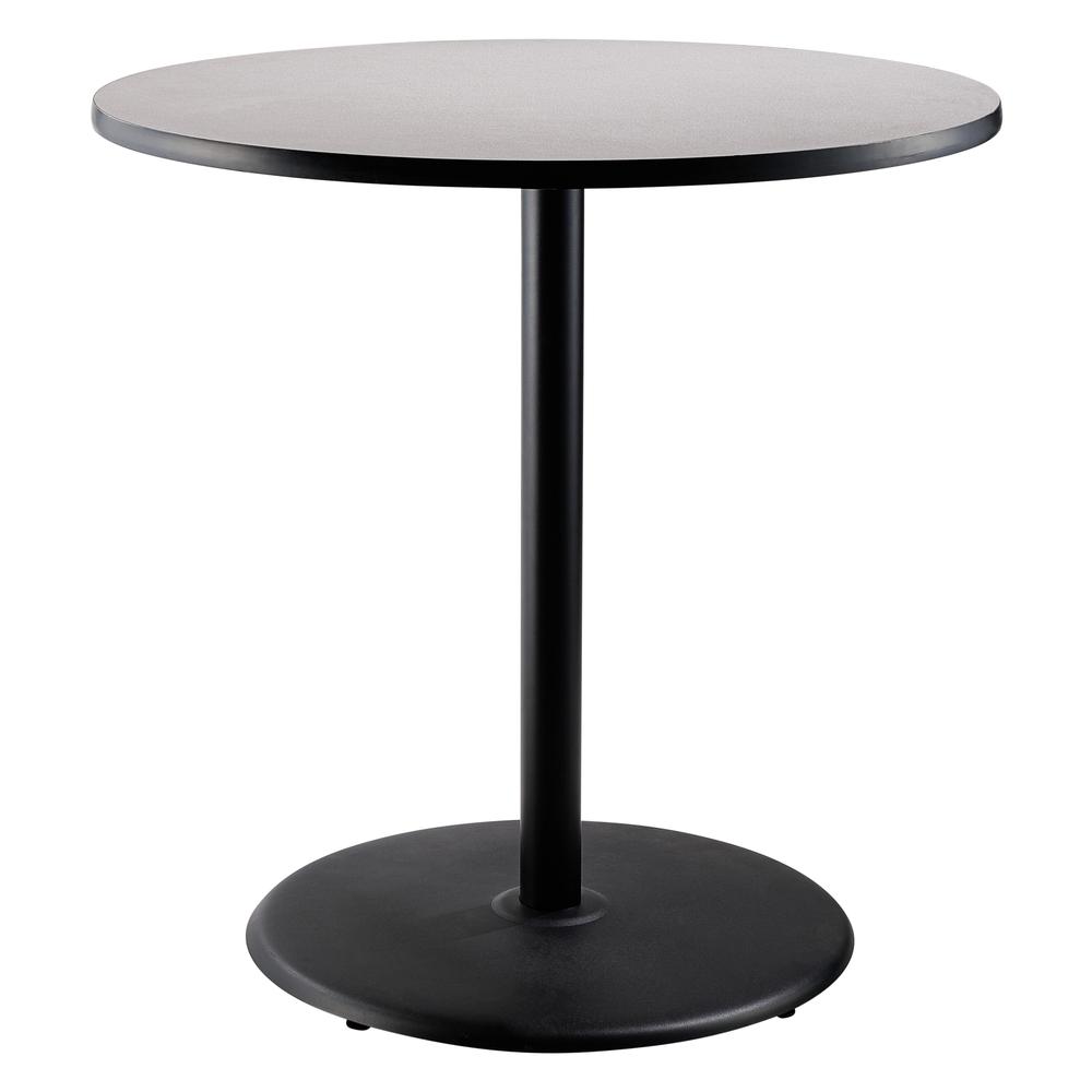 NPS® Café Table, 36" Round, Round Base, 42" Height, Particleboard Core/T-Mold, Grey. Picture 1
