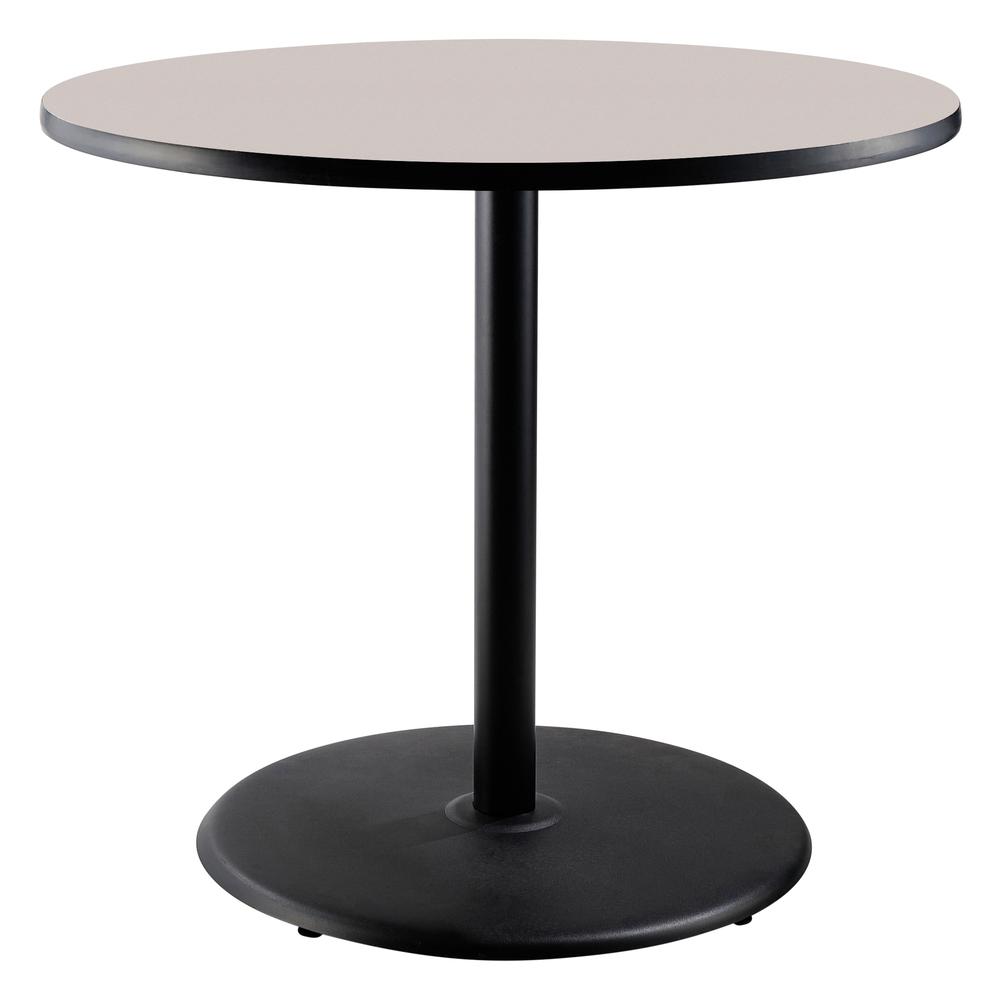 NPS® Café Table, 36" Round, Round Base, 36" Height, Particleboard Core/T-Mold, Grey. Picture 1