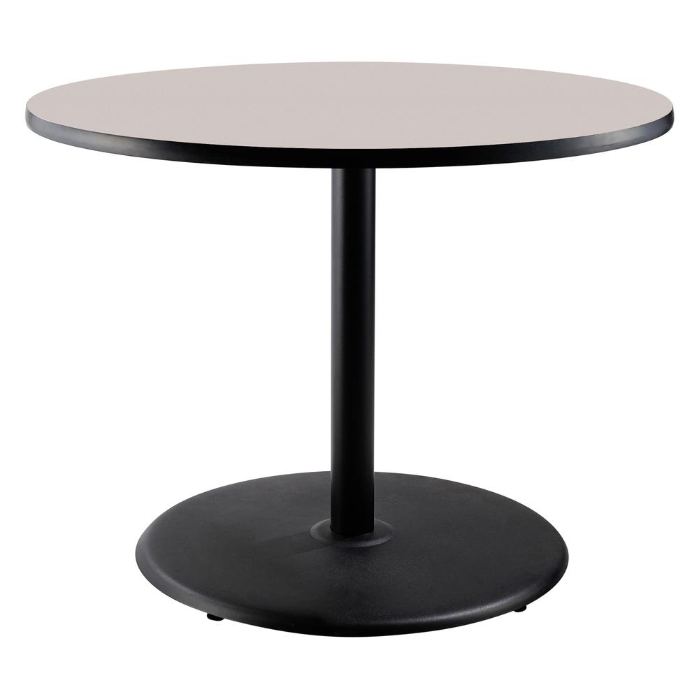 NPS® Café Table, 36" Round, Round Base, 30" Height, Particleboard Core/T-Mold, Grey. Picture 1