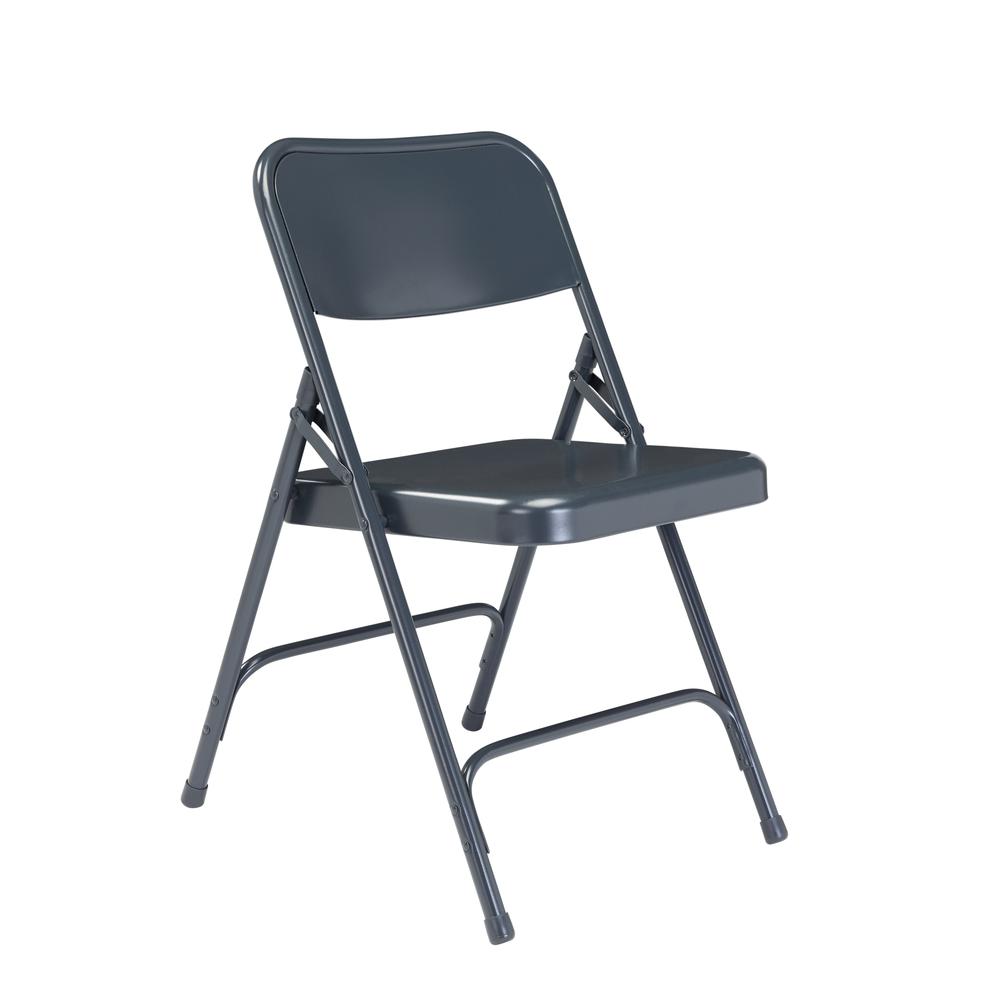 NPS® 200 Series Premium All-Steel Double Hinge Folding Chair, Char-Blue (Pack of 4). Picture 1