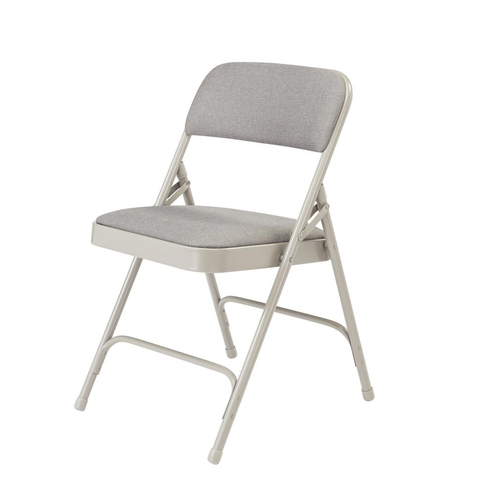 NPS® 2200 Series Deluxe Fabric Upholstered Double Hinge Premium Folding Chair, Greystone (Pack of 4). Picture 2