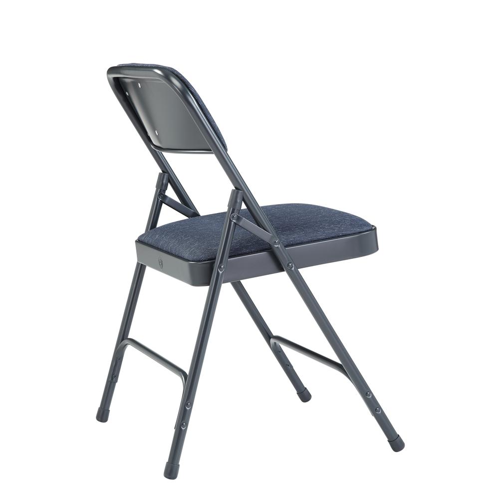 NPS® 2200 Series Deluxe Fabric Upholstered Double Hinge Premium Folding Chair, Imperial Blue Fabric/Char-Blue Frame (Pack of 4). Picture 3