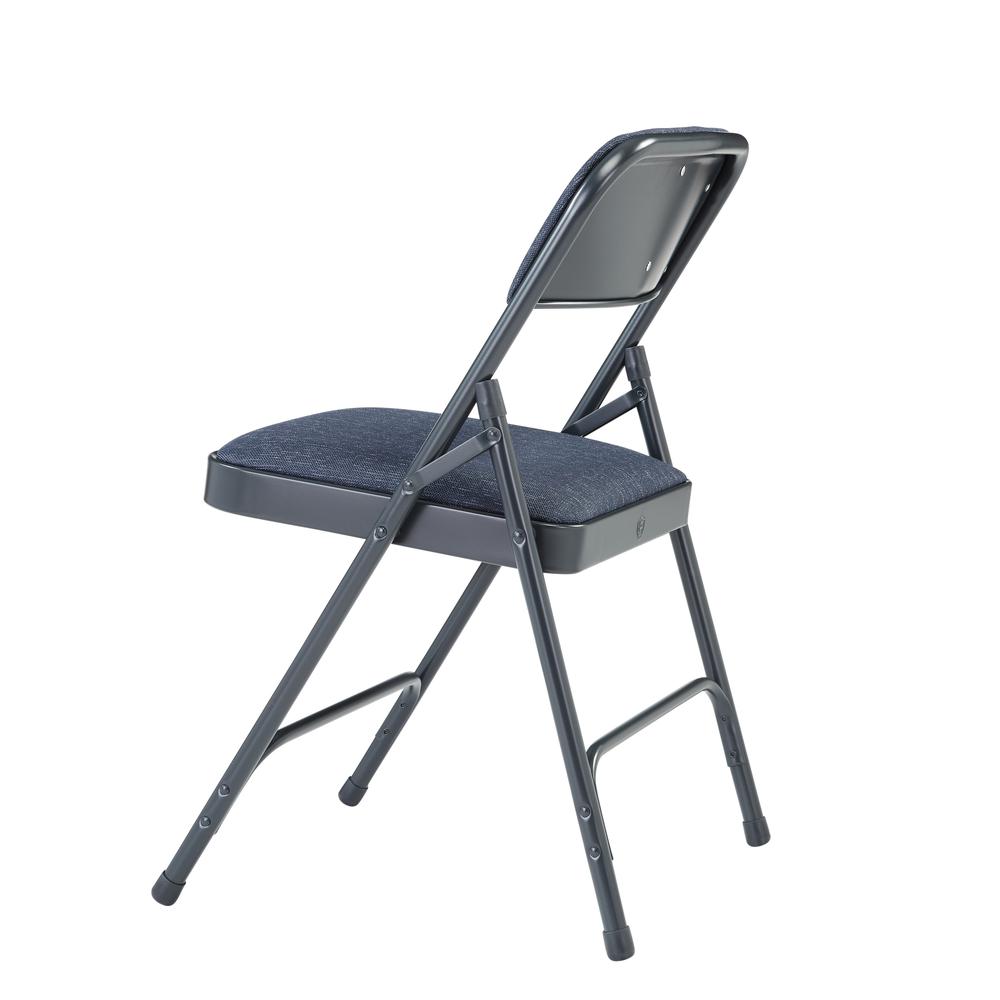NPS® 2200 Series Deluxe Fabric Upholstered Double Hinge Premium Folding Chair, Imperial Blue Fabric/Char-Blue Frame (Pack of 4). Picture 4