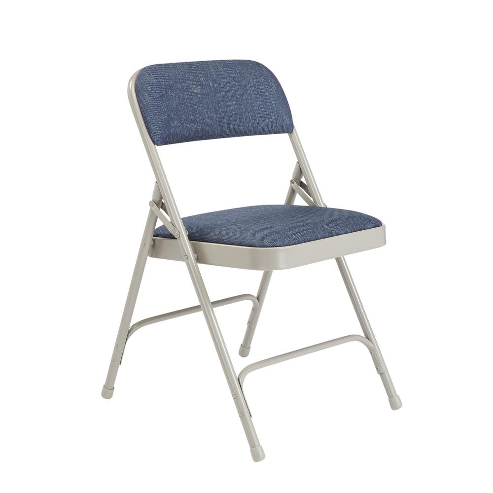 NPS® 2200 Series Deluxe Fabric Upholstered Double Hinge Premium Folding Chair, Imperial Blue Fabric/Grey Frame (Pack of 4). Picture 1