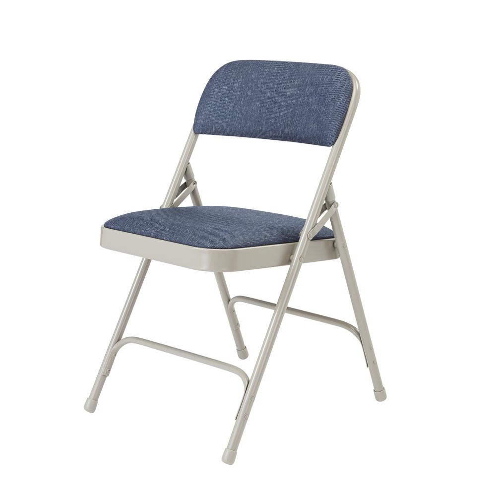 NPS® 2200 Series Deluxe Fabric Upholstered Double Hinge Premium Folding Chair, Imperial Blue Fabric/Grey Frame (Pack of 4). Picture 2