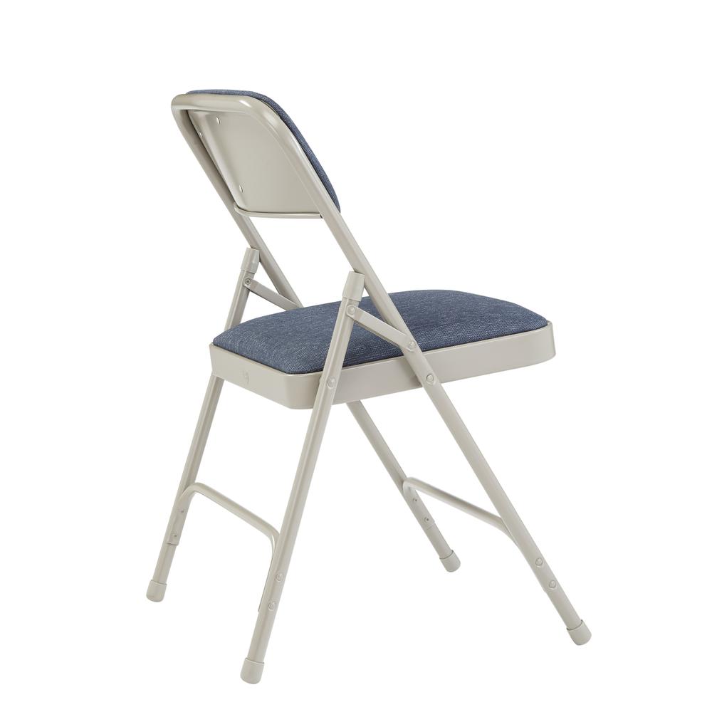 NPS® 2200 Series Deluxe Fabric Upholstered Double Hinge Premium Folding Chair, Imperial Blue Fabric/Grey Frame (Pack of 4). Picture 3