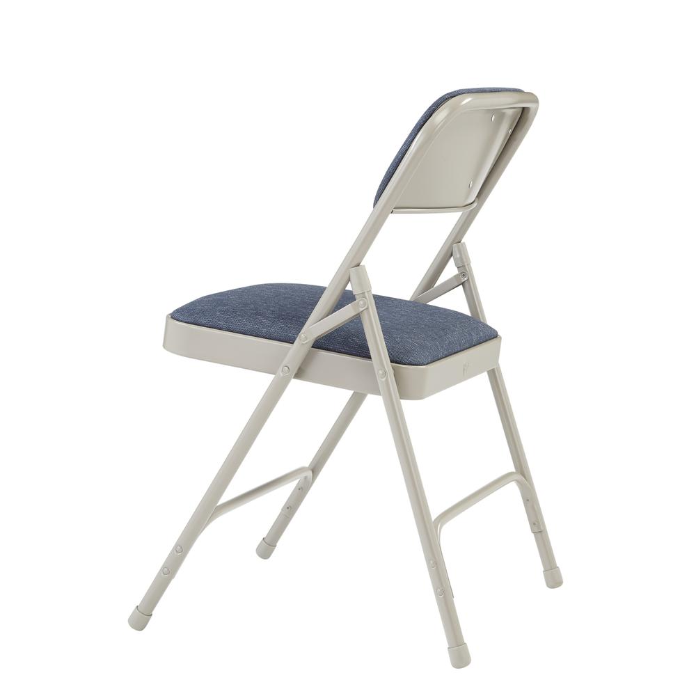NPS® 2200 Series Deluxe Fabric Upholstered Double Hinge Premium Folding Chair, Imperial Blue Fabric/Grey Frame (Pack of 4). Picture 4