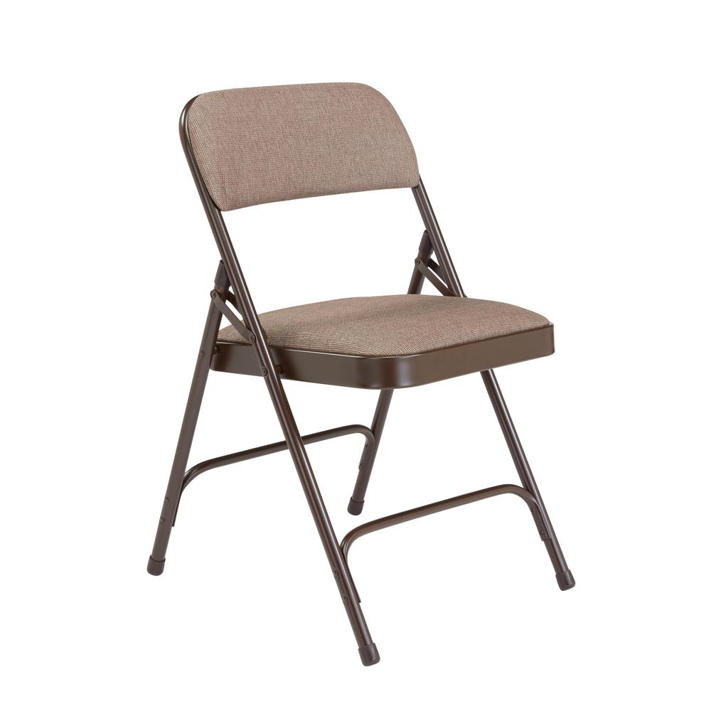 NPS® 2200 Series Deluxe Fabric Upholstered Double Hinge Premium Folding Chair, Russet Walnut (Pack of 4). The main picture.