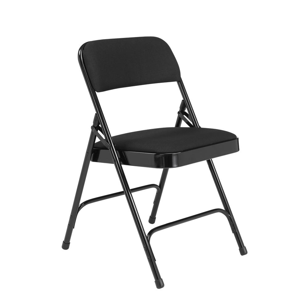 NPS® 2200 Series Deluxe Fabric Upholstered  Double Hinge Premium Folding Chair, Midnight Black (Pack of 4). The main picture.