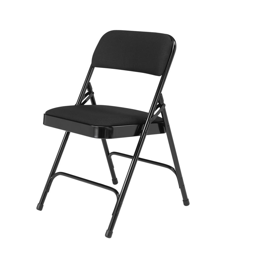 NPS® 2200 Series Deluxe Fabric Upholstered  Double Hinge Premium Folding Chair, Midnight Black (Pack of 4). Picture 2