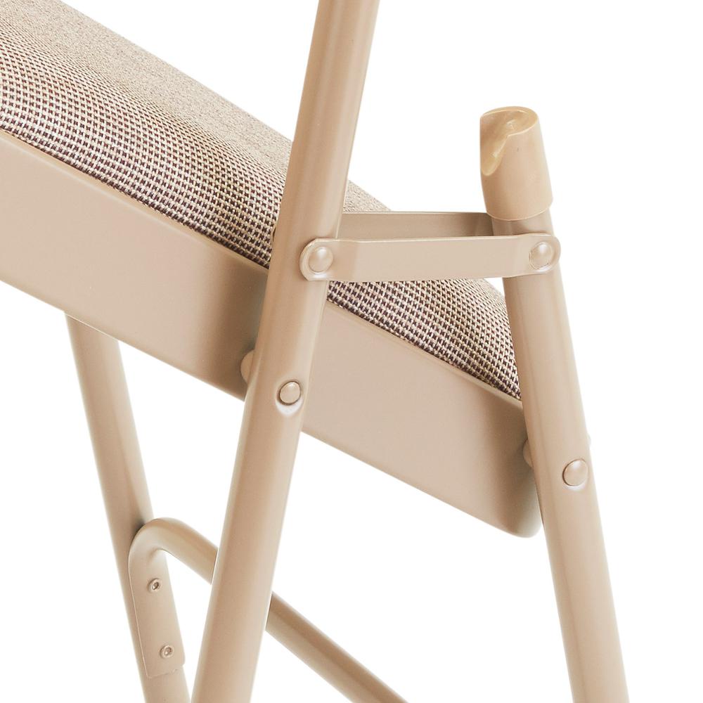NPS® 2300 Series Deluxe Fabric Upholstered Triple Brace Double Hinge Premium Folding Chair, Café Beige (Pack of 4). Picture 5