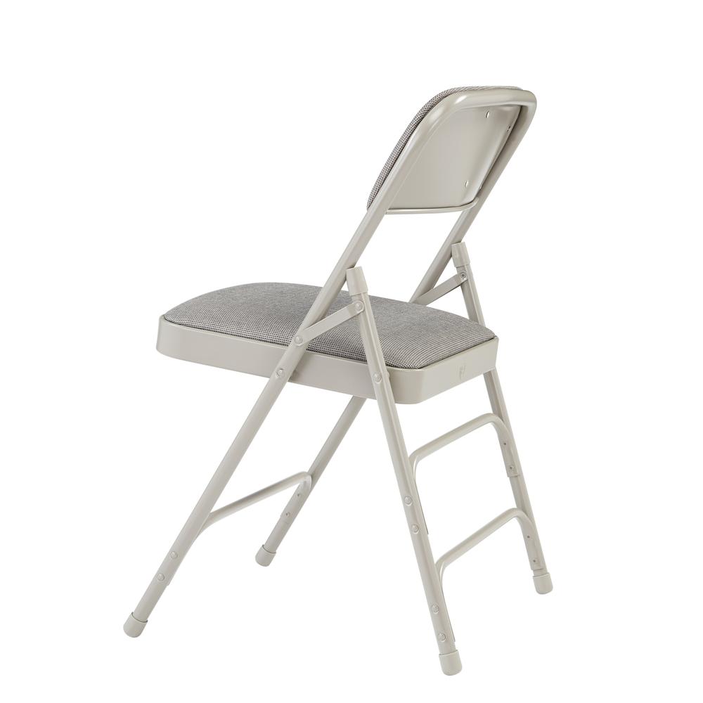 NPS® 2300 Series Deluxe Fabric Upholstered Triple Brace Double Hinge Premium Folding Chair, Greystone (Pack of 4). Picture 4