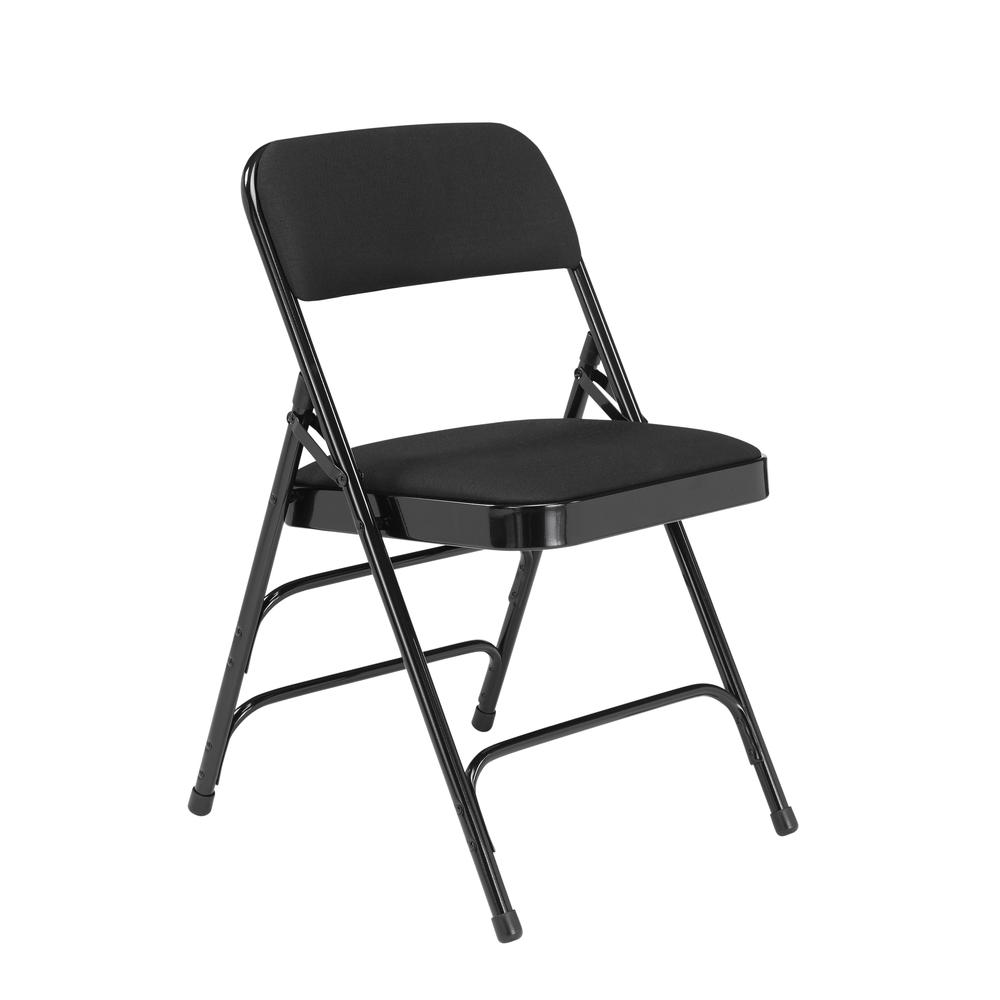 NPS® 2300 Series Deluxe Fabric Upholstered Triple Brace Double Hinge Premium Folding Chair, Midnight Black (Pack of 4). Picture 1
