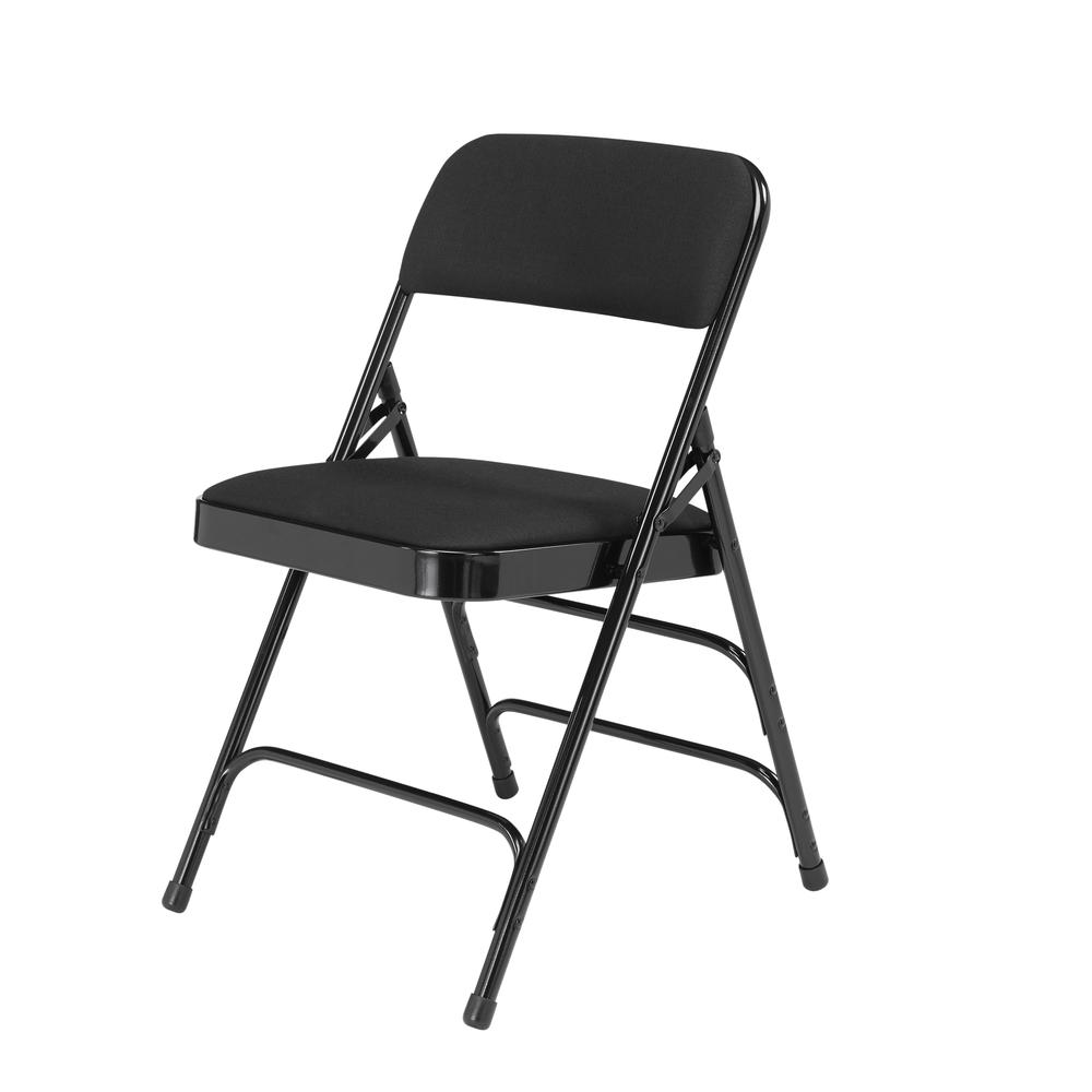 NPS® 2300 Series Deluxe Fabric Upholstered Triple Brace Double Hinge Premium Folding Chair, Midnight Black (Pack of 4). Picture 2