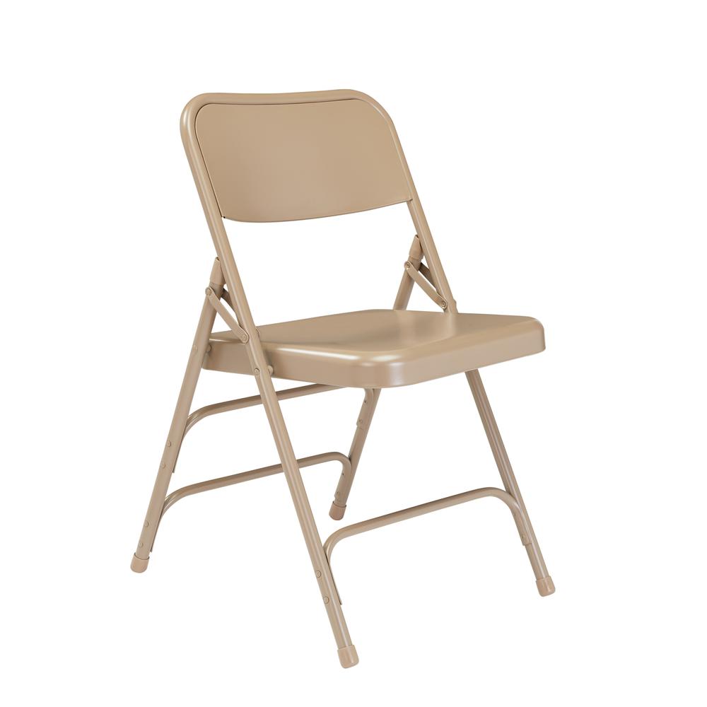 NPS® 300 Series Deluxe All-Steel Triple Brace Double Hinge Folding Chair, Beige (Pack of 4). Picture 1