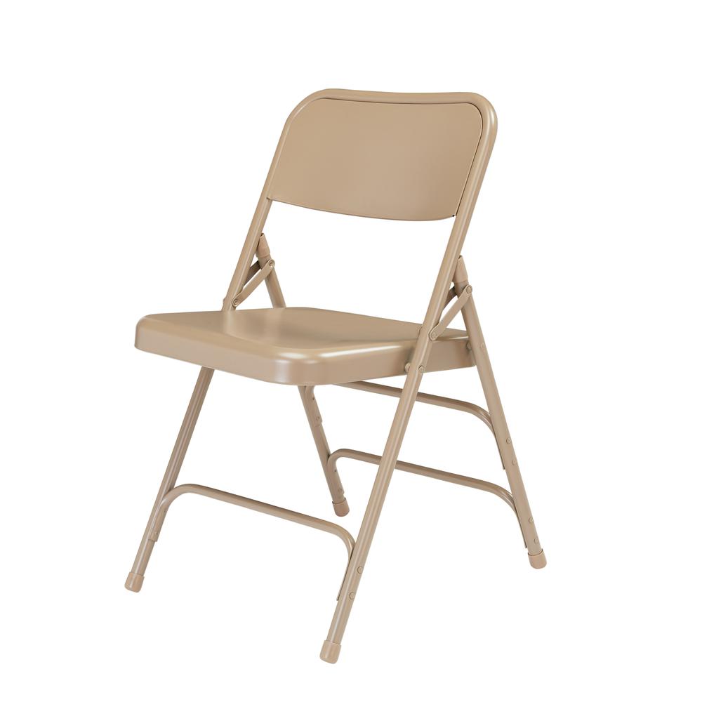 NPS® 300 Series Deluxe All-Steel Triple Brace Double Hinge Folding Chair, Beige (Pack of 4). Picture 2