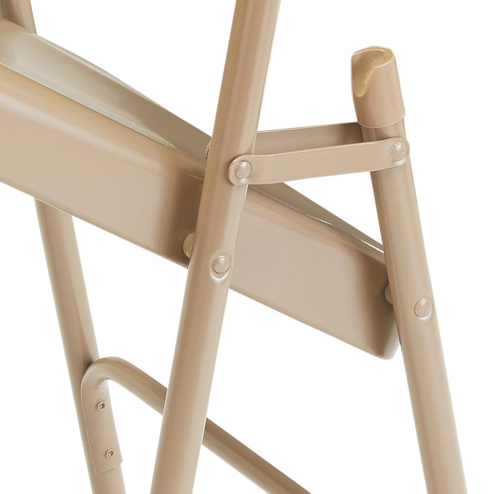 NPS® 300 Series Deluxe All-Steel Triple Brace Double Hinge Folding Chair, Beige (Pack of 4). Picture 5