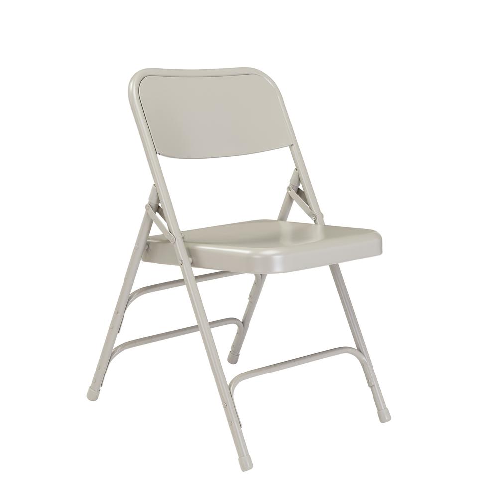 NPS® 300 Series Deluxe All-Steel Triple Brace Double Hinge Folding Chair, Grey (Pack of 4). Picture 1