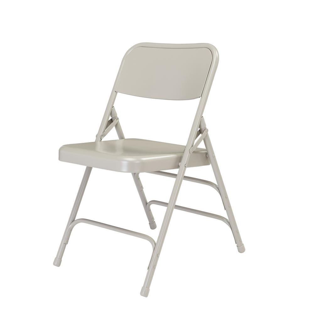NPS® 300 Series Deluxe All-Steel Triple Brace Double Hinge Folding Chair, Grey (Pack of 4). Picture 2