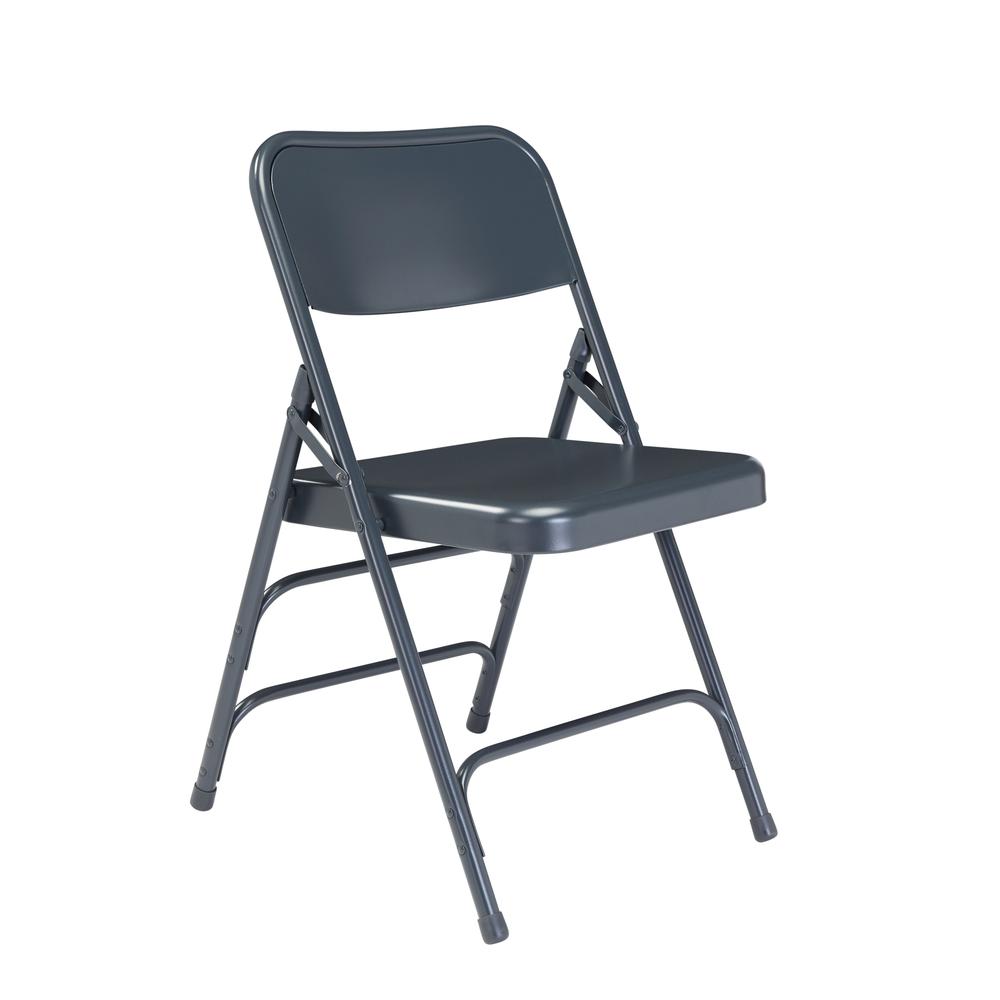 NPS® 300 Series Deluxe All-Steel Triple Brace Double Hinge Folding Chair, Char-Blue (Pack of 4). Picture 1