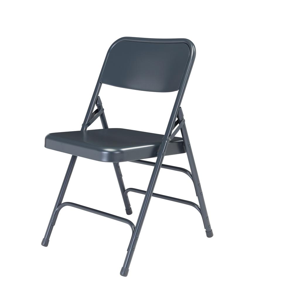 NPS® 300 Series Deluxe All-Steel Triple Brace Double Hinge Folding Chair, Char-Blue (Pack of 4). Picture 2
