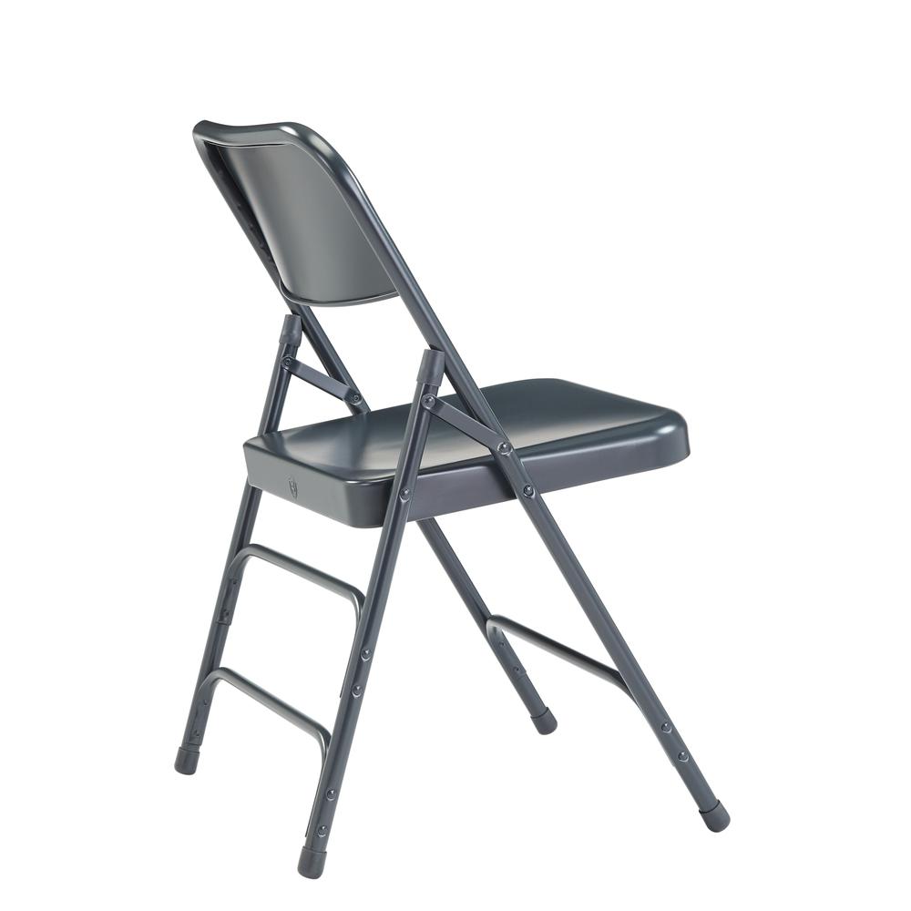 NPS® 300 Series Deluxe All-Steel Triple Brace Double Hinge Folding Chair, Char-Blue (Pack of 4). Picture 3