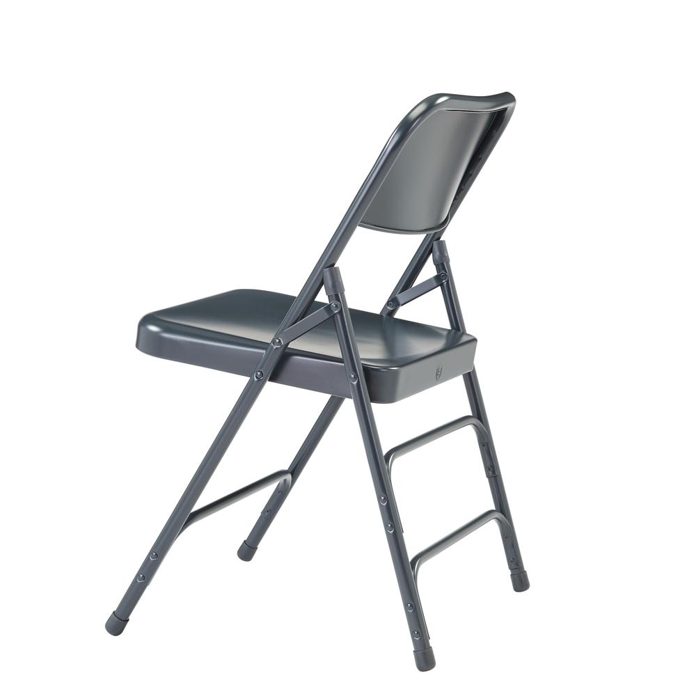 NPS® 300 Series Deluxe All-Steel Triple Brace Double Hinge Folding Chair, Char-Blue (Pack of 4). Picture 4