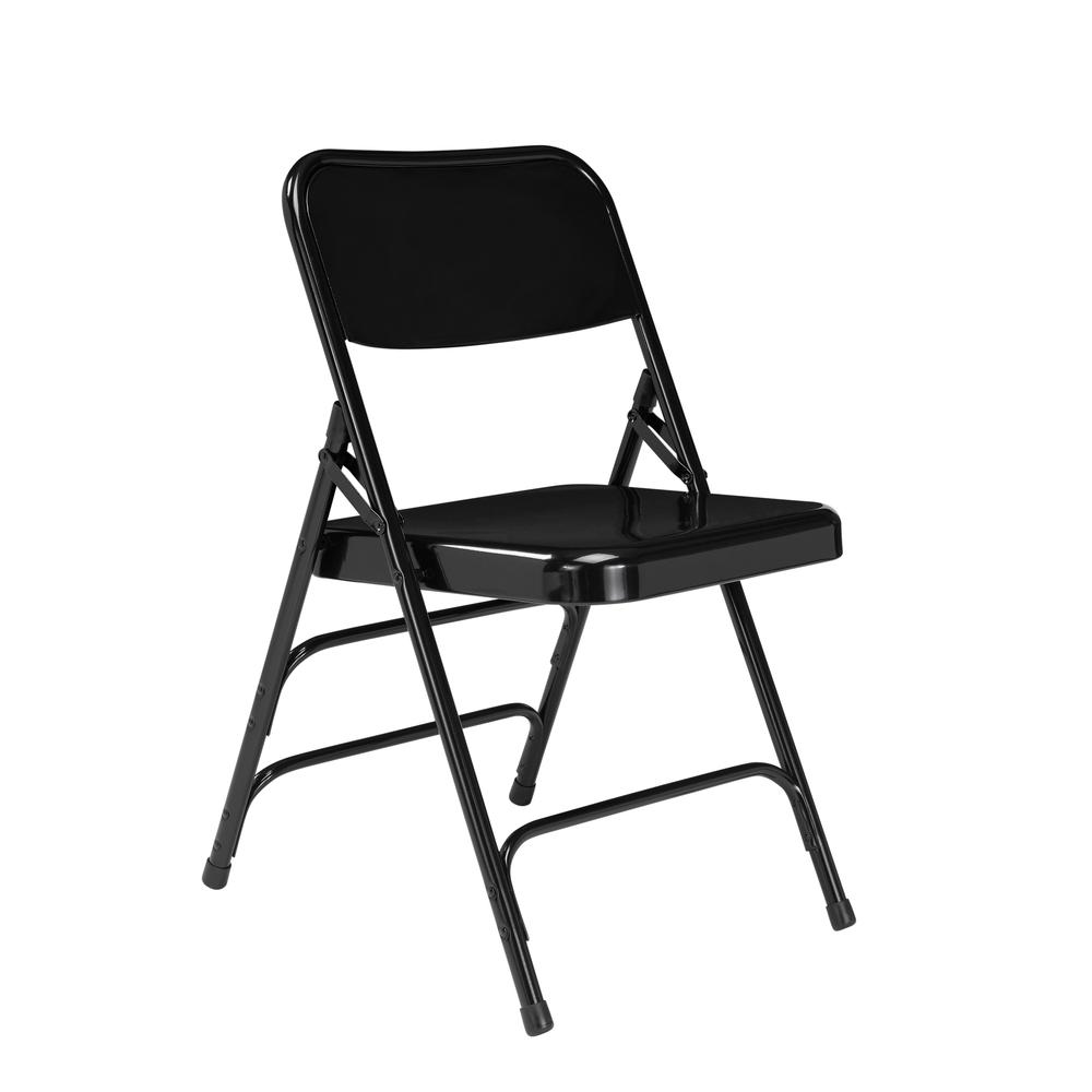 NPS® 300 Series Deluxe All-Steel Triple Brace Double Hinge Folding Chair, Black (Pack of 4). Picture 1