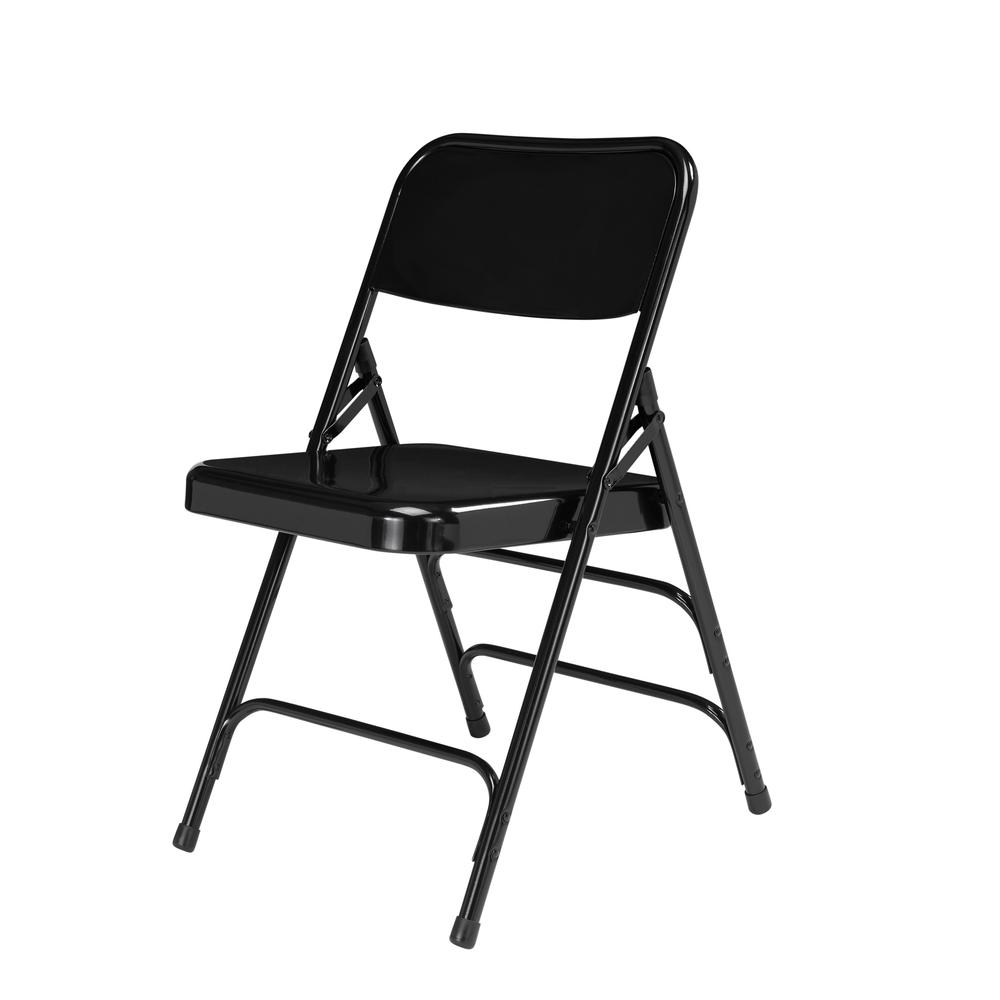 NPS® 300 Series Deluxe All-Steel Triple Brace Double Hinge Folding Chair, Black (Pack of 4). Picture 2