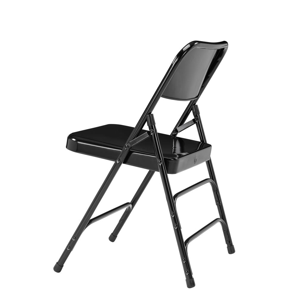 NPS® 300 Series Deluxe All-Steel Triple Brace Double Hinge Folding Chair, Black (Pack of 4). Picture 4