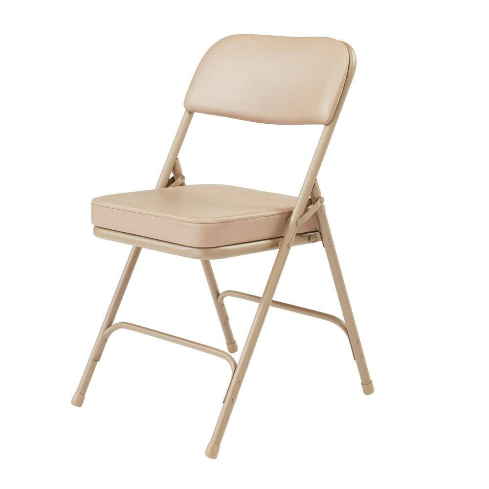 NPS® 3200 Series Premium 2" Vinyl Upholstered Double Hinge Folding Chair, Beige (Pack of 2). Picture 2