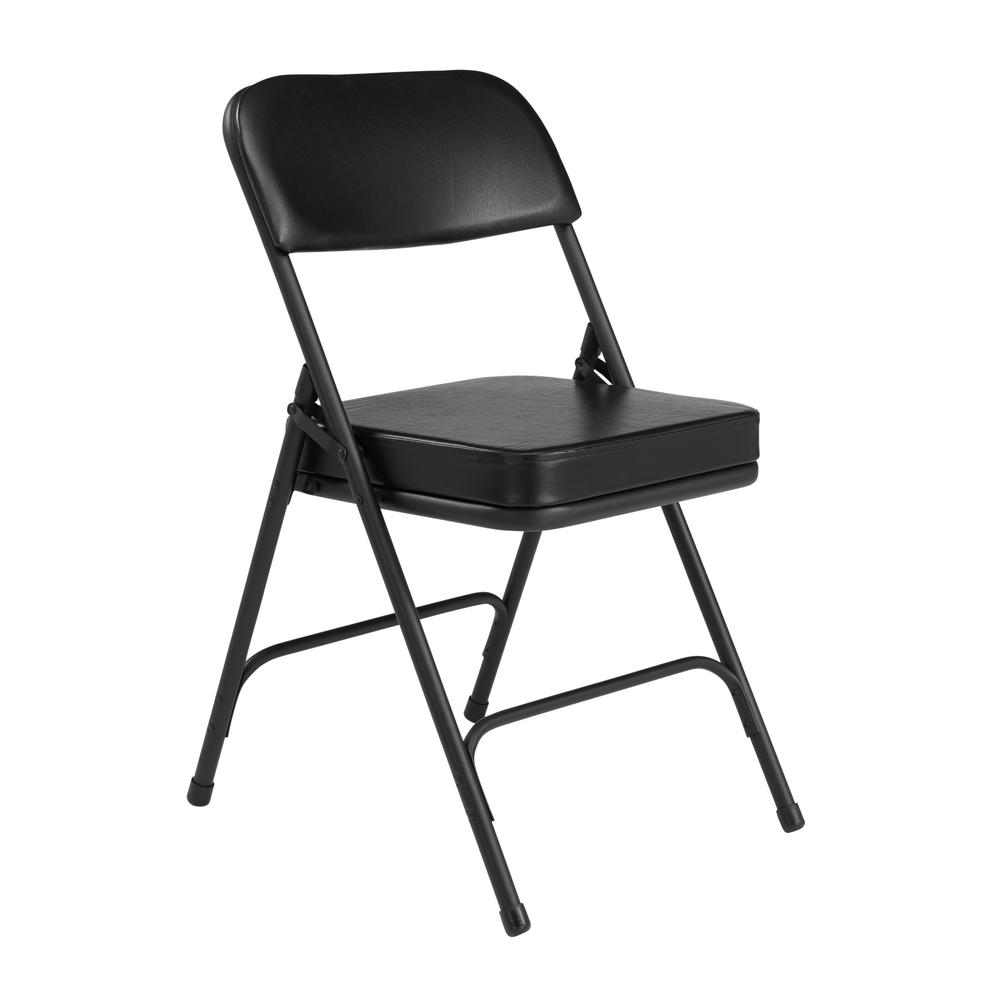 NPS® 3200 Series Premium 2" Vinyl Upholstered Double Hinge Folding Chair, Black (Pack of 2). Picture 1