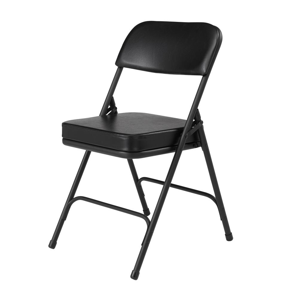 NPS® 3200 Series Premium 2" Vinyl Upholstered Double Hinge Folding Chair, Black (Pack of 2). Picture 2