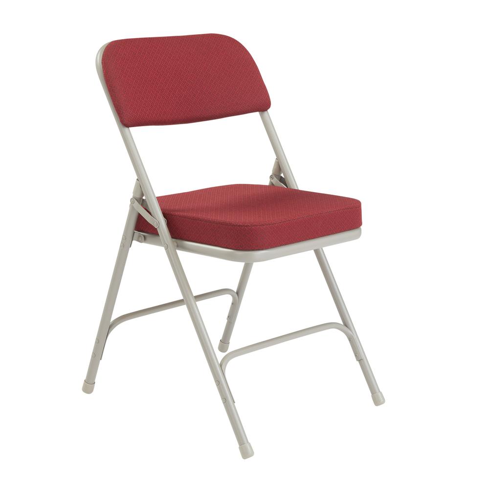 NPS® 3200 Series Premium 2" Fabric Upholstered Double Hinge Folding Chair, New Burgundy (Pack of 2). The main picture.