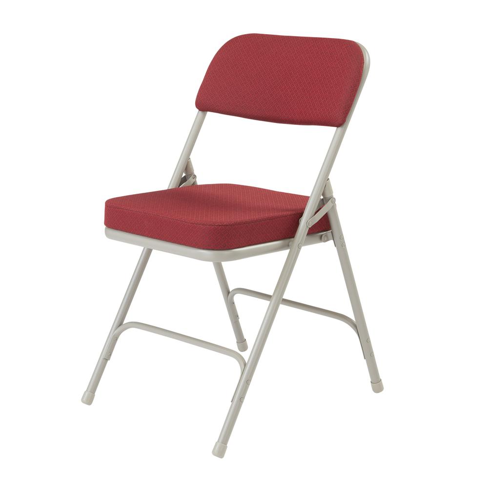 NPS® 3200 Series Premium 2" Fabric Upholstered Double Hinge Folding Chair, New Burgundy (Pack of 2). Picture 2