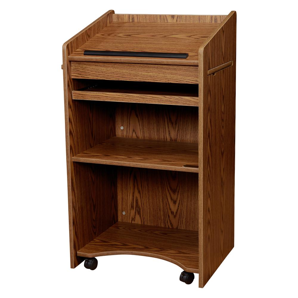 Oklahoma Sound® Aristocrat Non-Sound Lectern, Medium Oak. Picture 2