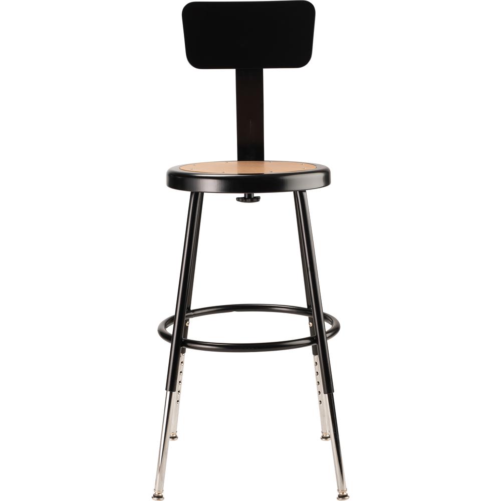NPS® 19"-27" Height Adjustable Heavy Duty Steel Stool With Backrest, Black. Picture 2
