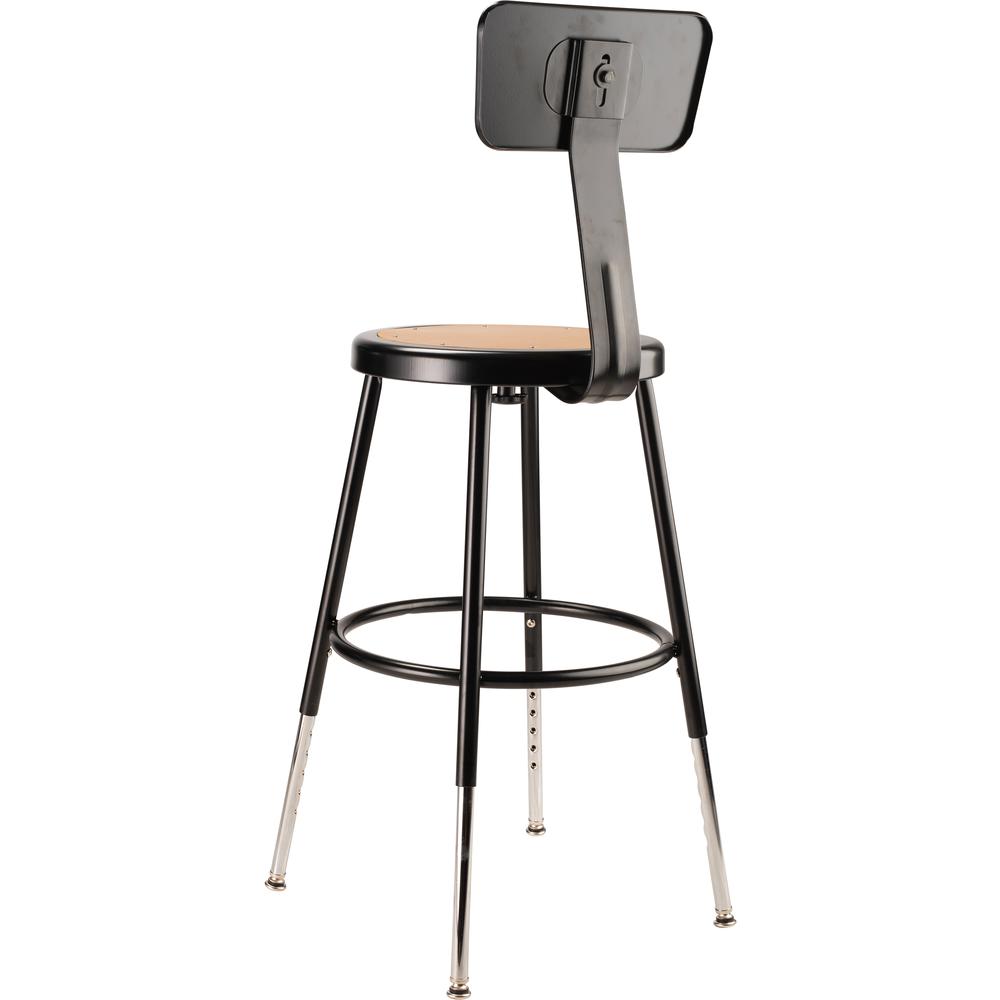 NPS® 19"-27" Height Adjustable Heavy Duty Steel Stool With Backrest, Black. Picture 4