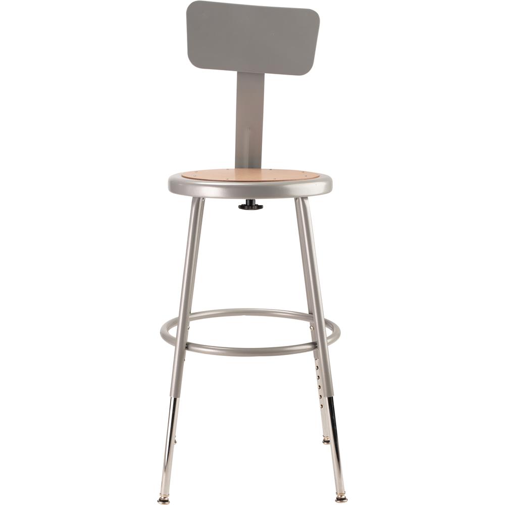 NPS® 19"-27" Height Adjustable Heavy Duty Steel Stool With Backrest, Grey. Picture 3