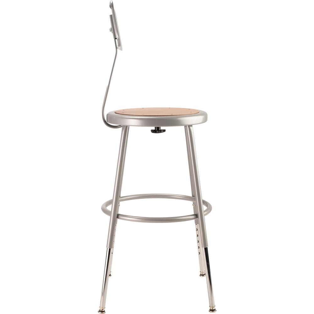 NPS® 19"-27" Height Adjustable Heavy Duty Steel Stool With Backrest, Grey. Picture 4