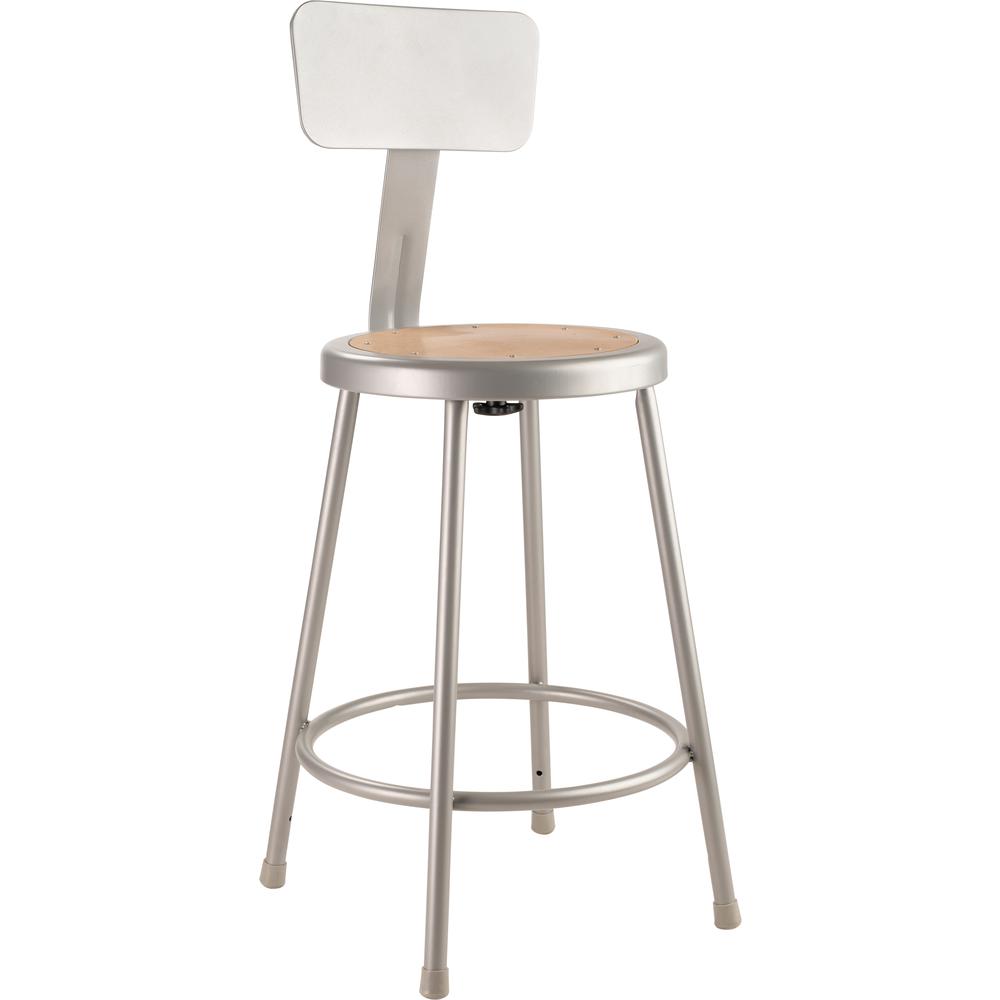 NPS® 24"Heavy Duty Steel Stool With Backrest, Grey. The main picture.